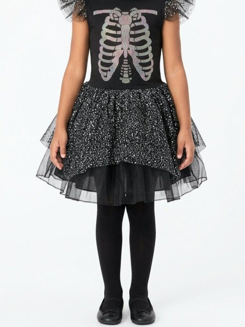 Spirit Halloween Tutu Skeleton Sparkly Costume Girls M (8-10)